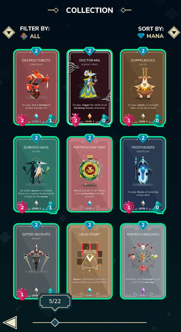 Pagination of the card collection