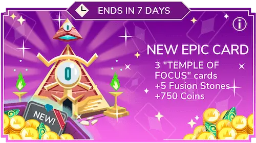 3 copies of Temple of Focus + 5 Fusion Stones + 750 coins for $9.99